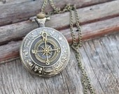 Zodiac compass Pocket Watch Necklace