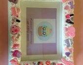 Pink Purple Nail Polish Photo Frame, Decoden Whipped Cream Picture Frame case, Kawaii Resin Flatback Frame, Sweets, 5 x 7  Photo Frame