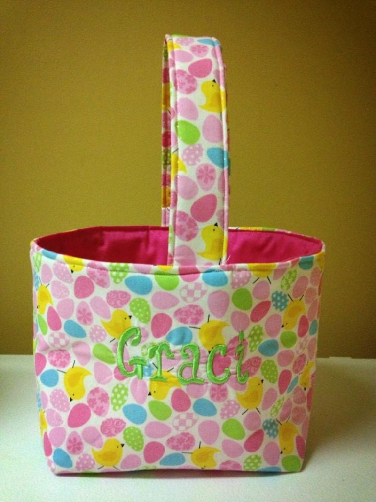 Personalized fabric Easter basket by JustaPiddlin on Etsy