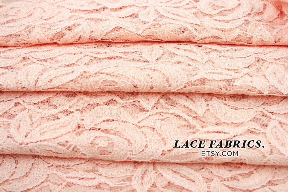 PEACH Cotton Lace Fabric by the Yard Wedding Bridal Craft Lace Material Cotton PEACH Lace Fabrics - 1 Yard Style 231