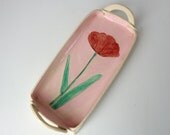 Ceramics and Pottery Pink Red TulipTray Hand-painted Ceramic Stoneware Serving Tray