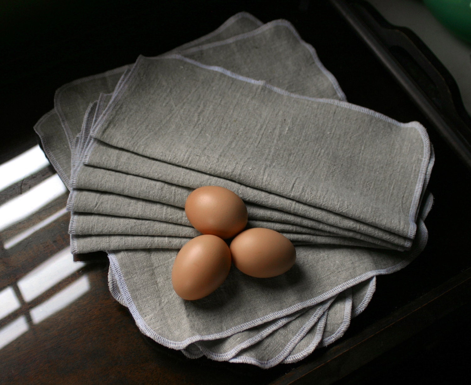 One Dozen- Large Heavyweight Linen Multi-Purpose Cloths- 12 pack Un-paper Towel, eco-friendly alternative- 100% Flax Linen