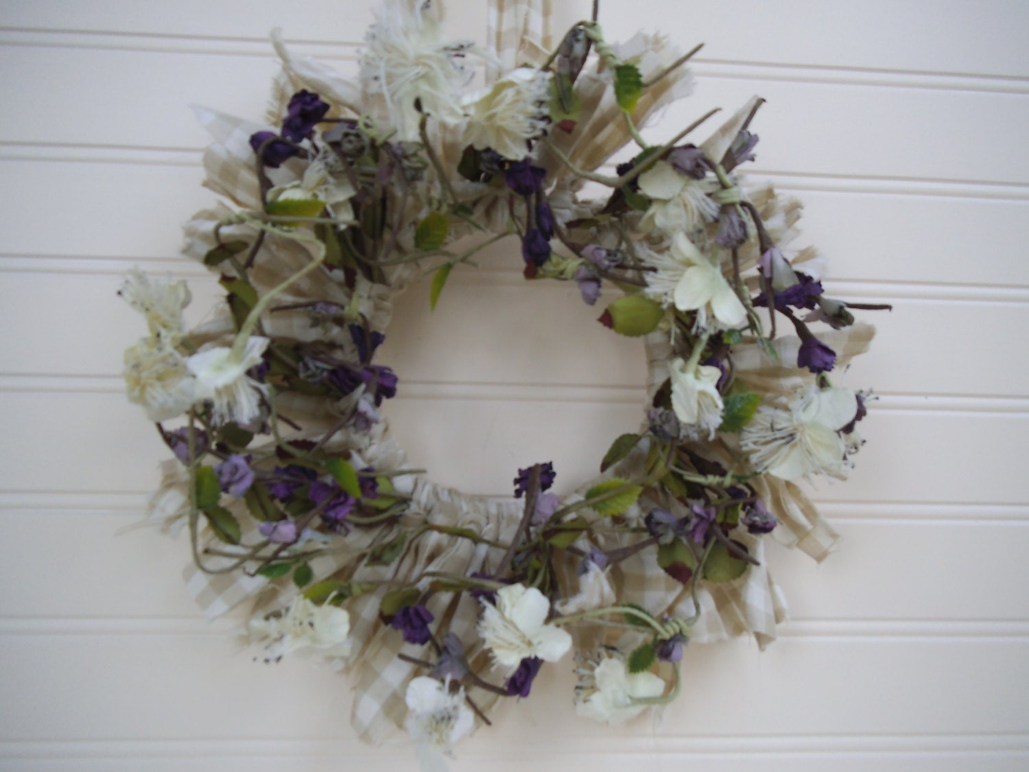 Wreath-Candle Ring-Shabby-Country-Farmhouse-Cottage-Beach-Wedding-Floral Wreath
