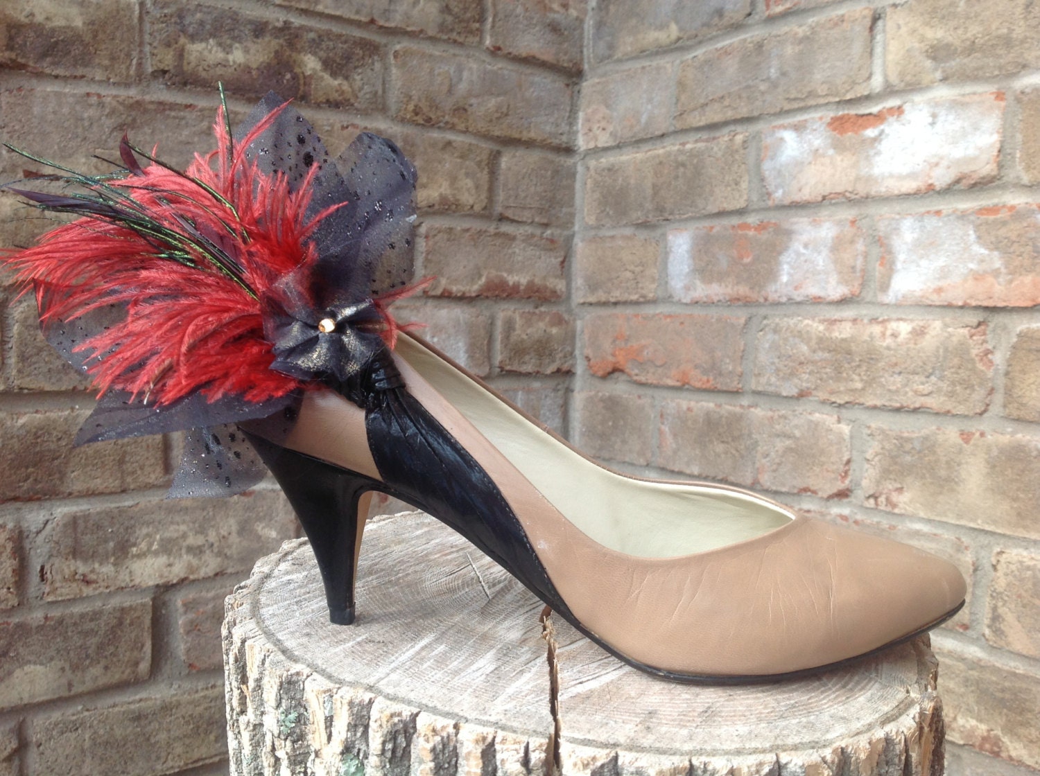 SALE UpCycled Recycled Hand Painted OOAK Embellished Leather Shoes, Women's US Size 8 1/2B