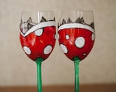 Mario Piranha Plant Wine Glass - TWO Handpainted Glasses