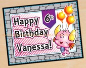 Pink Dragon Birthday Mini Poster Printable, DIY File Il_170x135