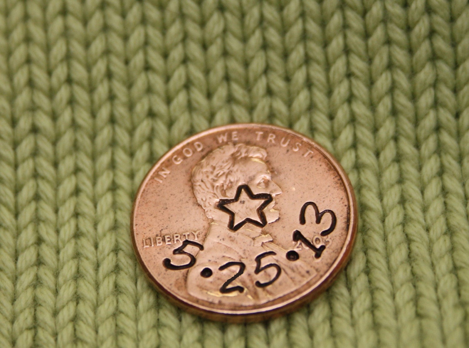 Heart or Star personalized custom made to order hand stamed date penny