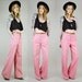 vintage 70's PALAZZO red pinstripe CONDUCTOR ticking high waist bell bottom pants hippie
