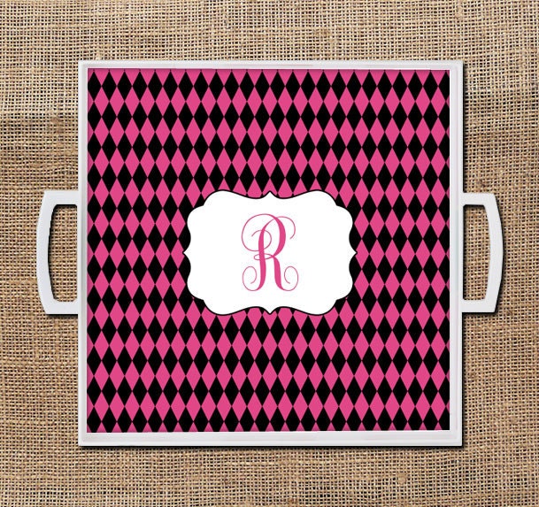 Personalized Monogrammed Lucite Tray: Bold Diamonds