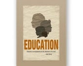 Decorative Education Quote Poster - Male Silhouettes - 20x30 Brown, Tan, Orange