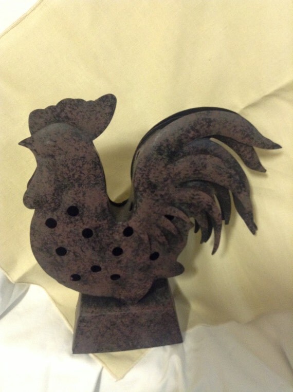 Metal Rooster Tea Light Candle Holder by VintageOrNew on Etsy