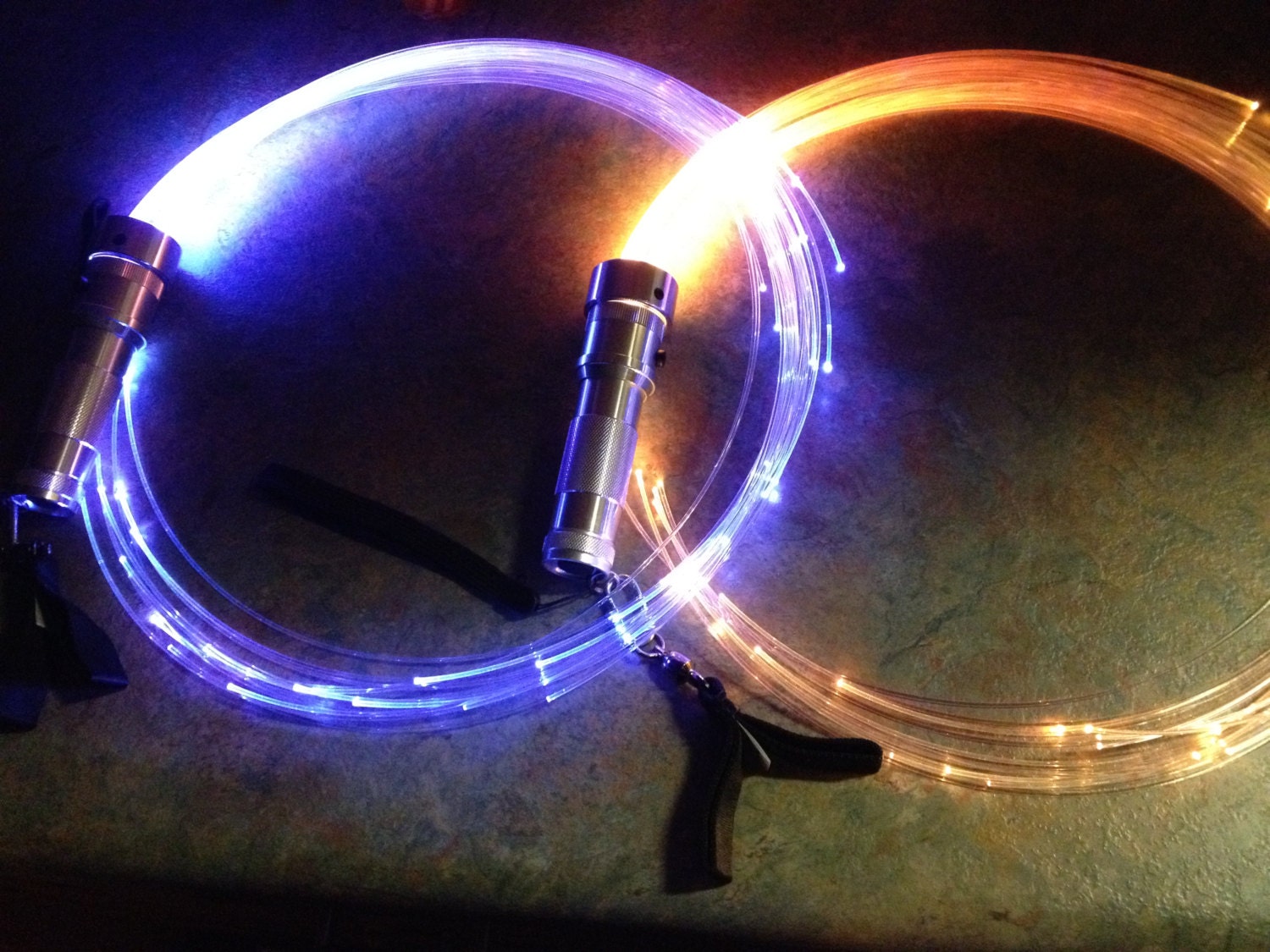 POI Mini Tripwhip: NEWEST Product - Limited Supply 2 Minis Set w/ Poi Chords LED rgb Flashlight Fiber Optic Whip - Dance, Rave