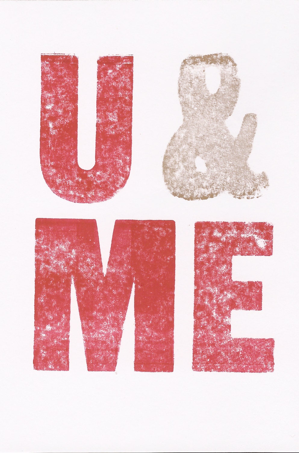 U & ME vintage wood type letterpress card