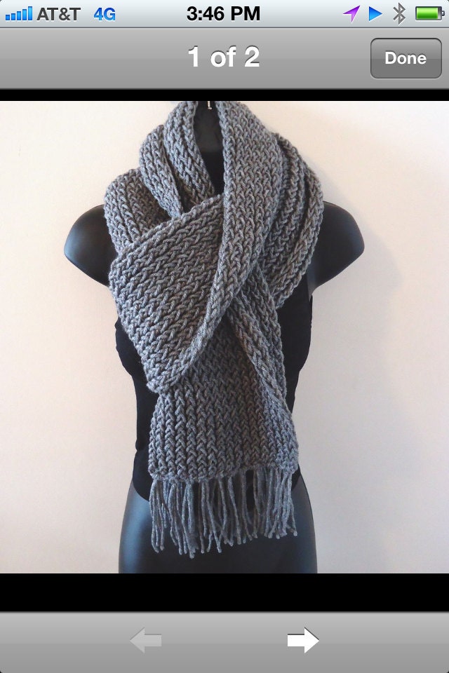Women's/ mens gray handmade knitted scarf