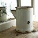 Antique White Pitcher, Vintage Enamelware Coffe Pot Water Pitcher, Camping Pitcher, Rustic Weathered Early American Nostalgia