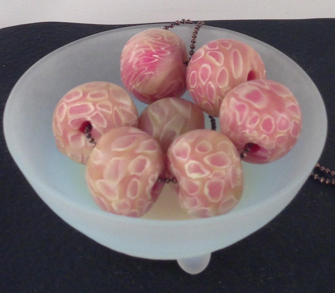 Plum Blossoms.Translucent Polymer Clay Necklace.
