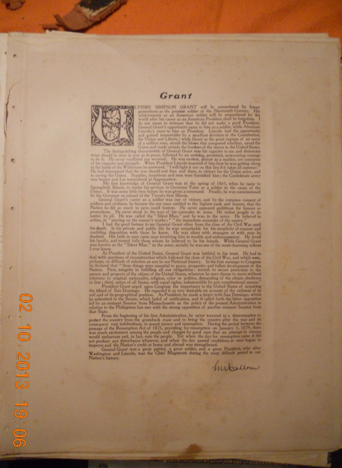 Gravure art print of 'President U. S. Grant.