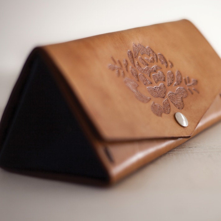 Hand Clutch/Pencil Case :  Handmade Leather Brown/Black
