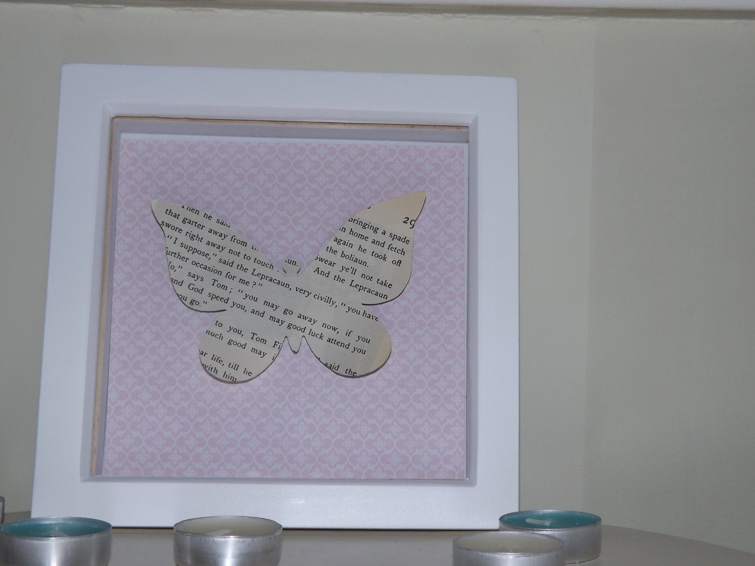 Butterfly 3D Scrapbooking Button Art - Shabby Chic Wall Hanging - Home Decor - Mothers Day Gift