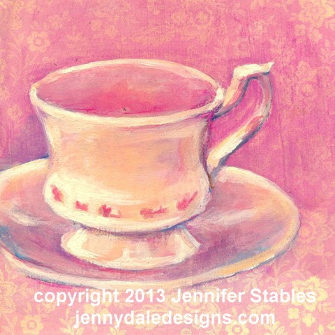 Pink Tea Cup- 8x8 limited edition giclee canvas print