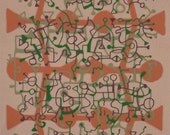 Parterre 2:  5 color original handmade reduction woodcut print, limited edtion of 9