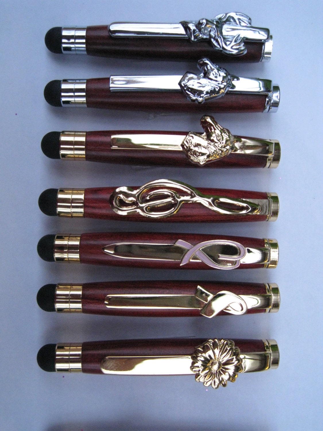 HANDMADE WOODTURNED - Brazilian Rosewood - designer clip stylus for ipad ipod kindle & touch screens