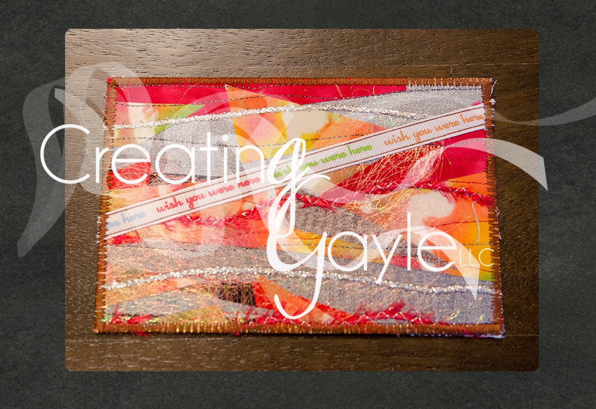 Fiber Art Postcard - Wish You Were Here (Silver)
