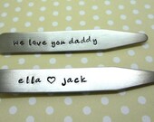 We Love You Daddy - Personalized Collar Stays - Set of Two - Hand Stamped - Father's Day - Grandpa - Dad - Men's Gift