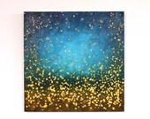 original abstract painting blue yellow stars night sky modern acrylic on canvas