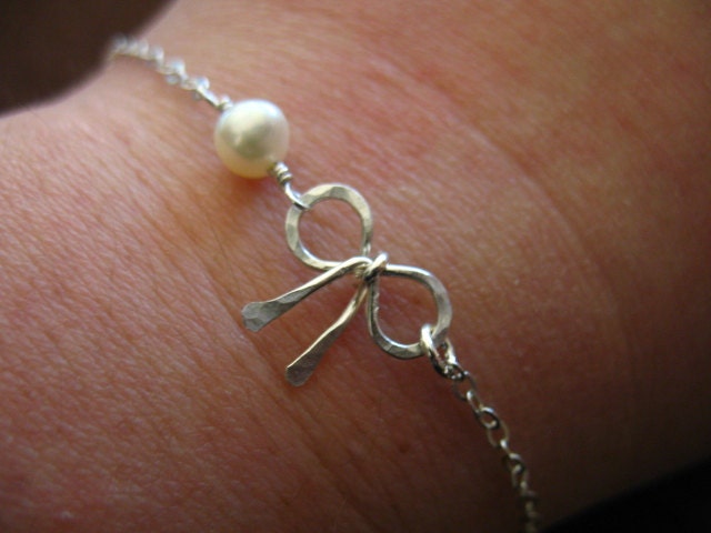 BOW BRACELET w/ Birthstone - 14k Gold Filled or Sterling Silver -  Tie the Knot Wedding Jewelry Bridesmaids Gift Mother Mom, br b1 sp