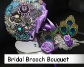 7 Inch Peacock Bride Bridal Flower Wedding Jewelry Bouquet Brooch Bling Crystal Pearl Rhinestone made -11