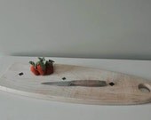Breadboard, Cutting Board, Serving Board, handcrafted from Reclaimed Maple  Wood with Walnut accent