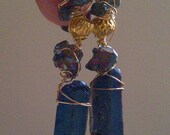 Unique Chunky Handmade Earrings-14k gold Vermeil- Diamond nuggets- Free Shipping-Titanium QUARTZ-Love-wedding-brides gift.soulmate.