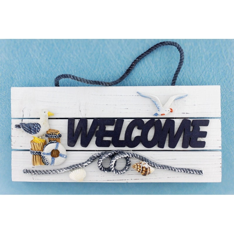 Handmade Home Decor Nautical/Mediterranean Wood Door/Garden WELCOME Sign