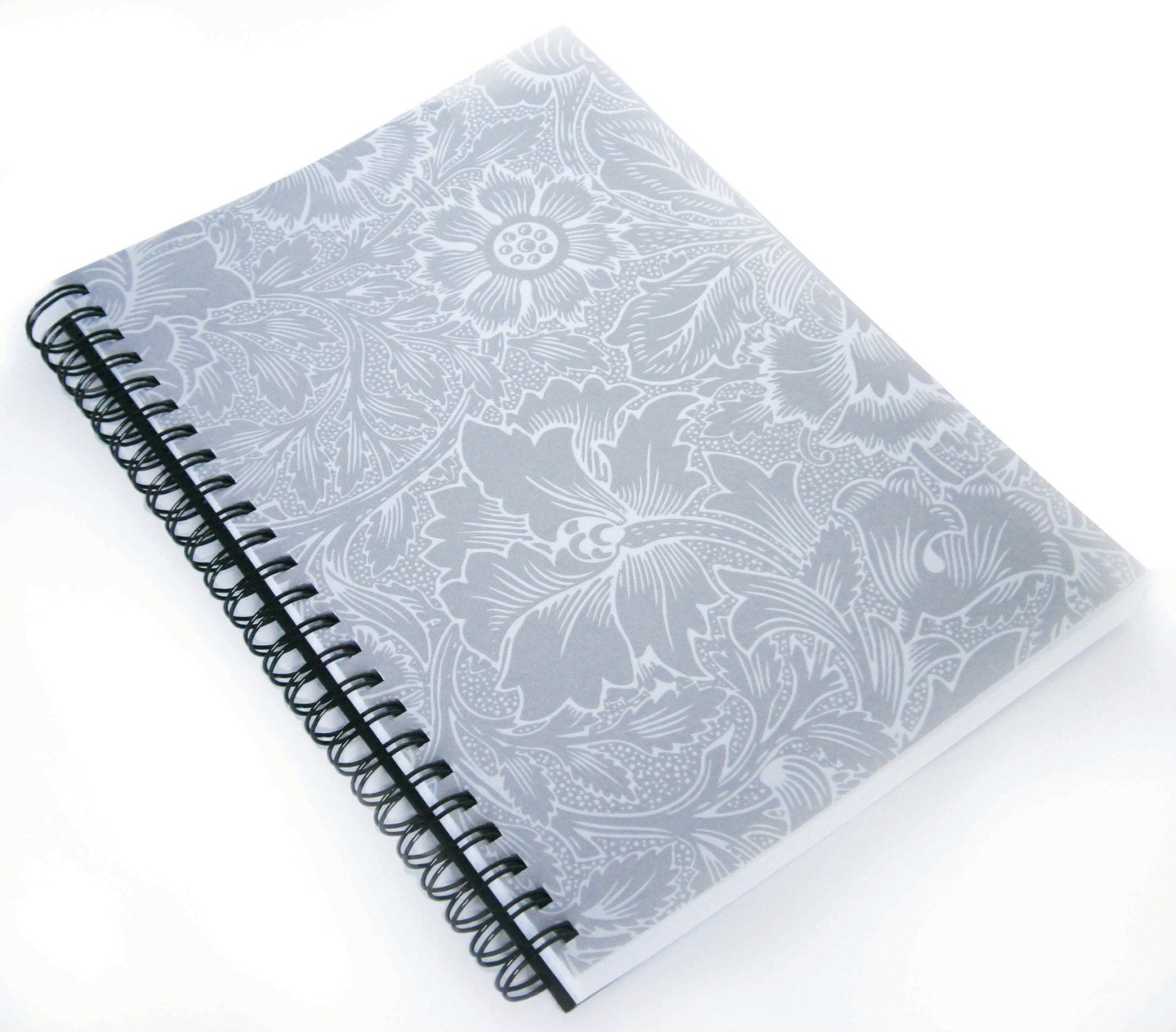 Grey Floral Bound Notebook - Style 12