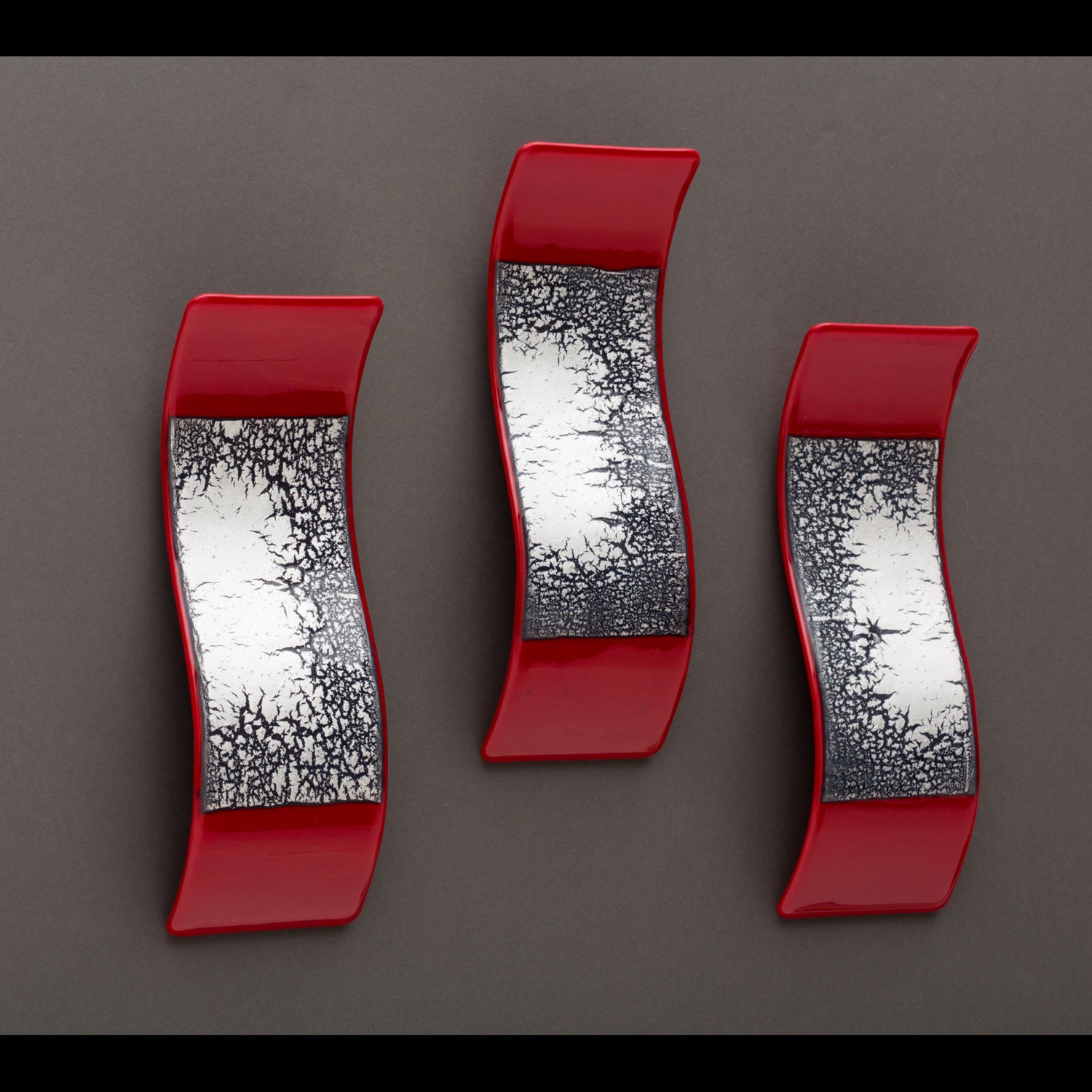 Red Glass Wave with Silver Leafing