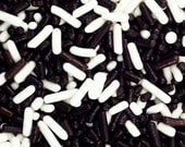 1 lb Cookies & Cream, Black and White Party Sprinkles - Jimmies - Cake and Cupcake Decorating