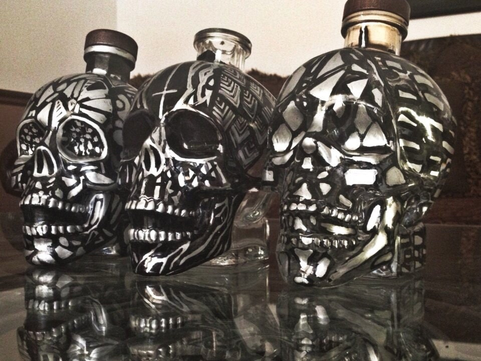 Glass skull bottles (SOLD)