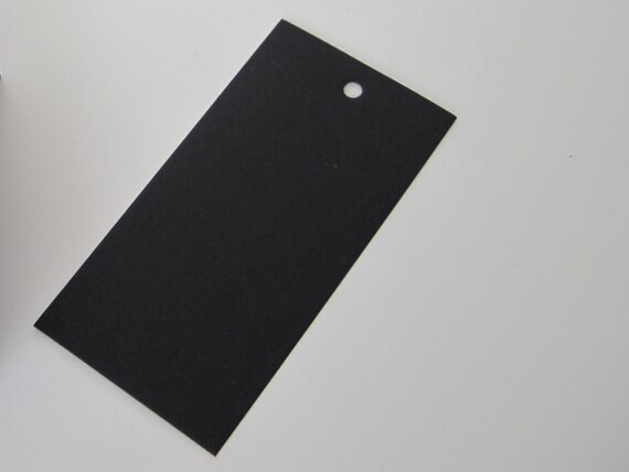Cyber Week SALE 10% OFF 25 Black Rectangle Cardstock Tags 1 3 /4 x 3 1/2 - t163 Il_570xn
