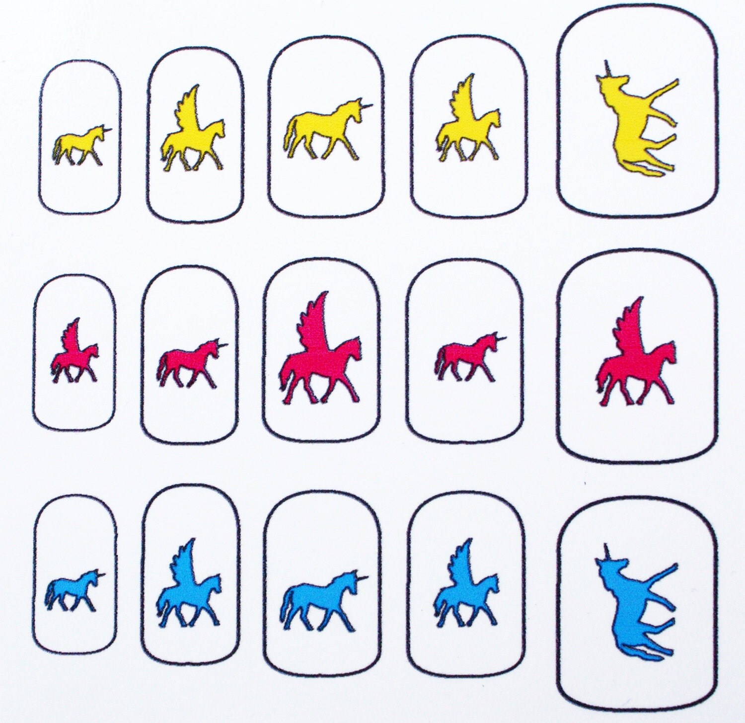 Unicorn/Pegasus Nail Art Nail Decals Featuring Moto by NailSpin