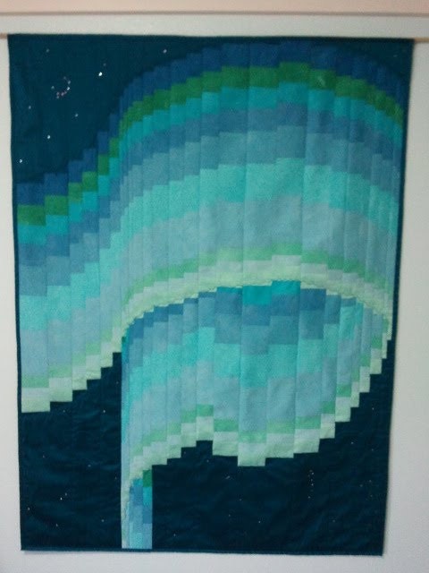Silk Northern Lights bargello quilt 48x36 by NorthernCrownQuilts