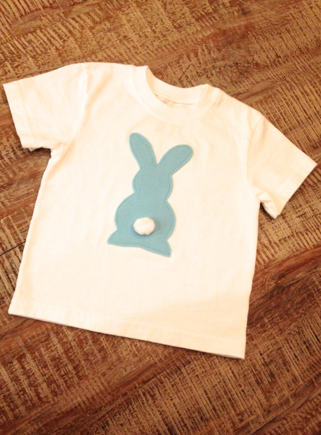 Handmade short sleeve felt easter bunny t-shirt. Available in sizes 12 months-5T.