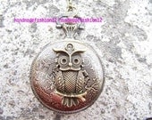 lovely owl Pocket Watch,back owl pocket watch necklace, vintage New fashion Necklace Jewelry