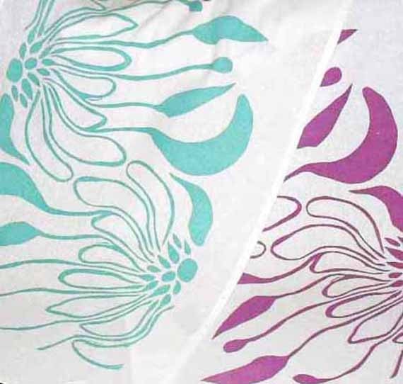Tea towel - Hand screen printed - eco friendly inks - cotton - Petals and Pods