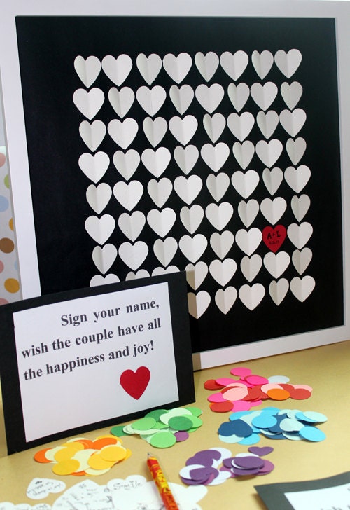 Unique Wedding Guestbook Alternative 3D Wedding Hearts Large Guest Book for 80-140 Guests Gift for Wedding, Bridal Shower, Anniversary