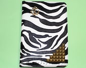 Zebra iPad mini case,Vintage anchor and studs iPad mini cover,Green/ black zebra leather ipad case,Studded iPad case,IPad cover