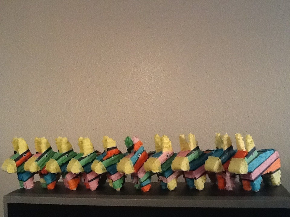10 Mini Donky piñatas 8"x10"x2" for a fiesta party as a centerpiece or party favor to fill with candy instead of goody bag Cinco de Mayo