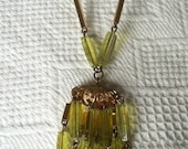 1960s West German Chartruse 18" long necklace