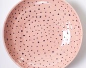 Light Pink Plate -  Purple Hand Painted Dots - With 3 Little Legs - LEGS23 - Handmade Wheel-Thrown Ceramic Pottery -