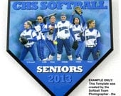 Personalized Team Photo Softball or Baseball Home Plate Plaque - Sports Gift - 5680-GR01